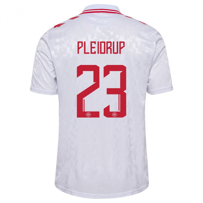 Mænd Danmark Caroline Pleidrup #23 Hvid Udebane Spillertrøjer 24-26 Trøje T-Shirt