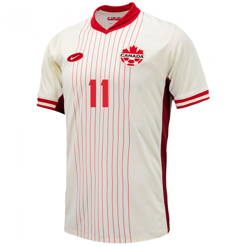 Mænd Canada Latifah Abdu #11 Hvid Udebane Spillertrøjer 24-26 Trøje T-Shirt