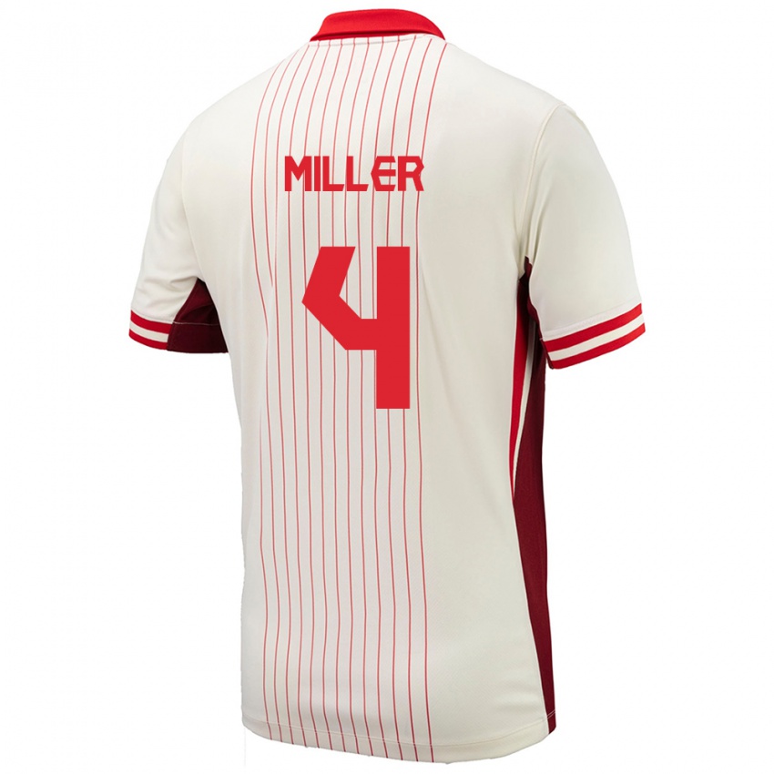 Mænd Canada Kamal Miller #4 Hvid Udebane Spillertrøjer 24-26 Trøje T-Shirt