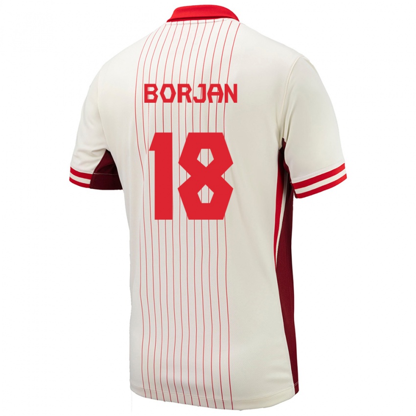 Mænd Canada Milan Borjan #18 Hvid Udebane Spillertrøjer 24-26 Trøje T-Shirt