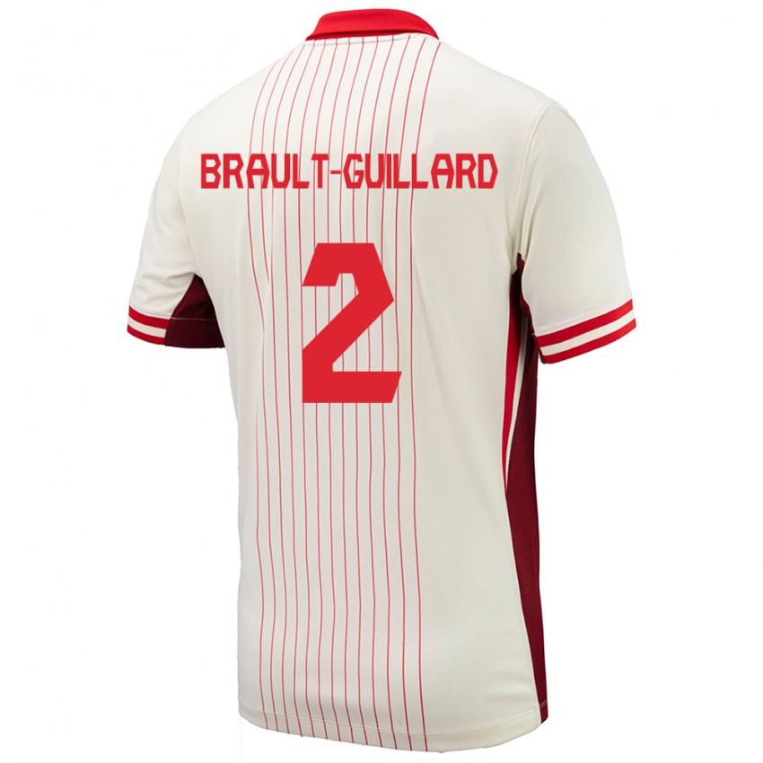 Mænd Canada Zachary Brault-Guillard #2 Hvid Udebane Spillertrøjer 24-26 Trøje T-Shirt