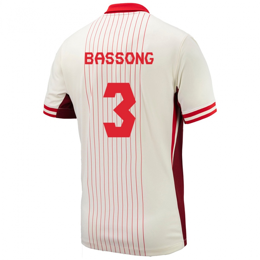 Mænd Canada Zorhan Bassong #3 Hvid Udebane Spillertrøjer 24-26 Trøje T-Shirt