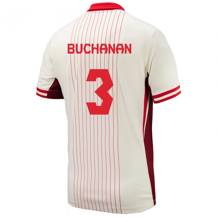 Mænd Canada Kadeisha Buchanan #3 Hvid Udebane Spillertrøjer 24-26 Trøje T-Shirt