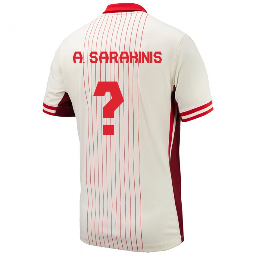 Mænd Canada Alexander Sarakinis #0 Hvid Udebane Spillertrøjer 24-26 Trøje T-Shirt