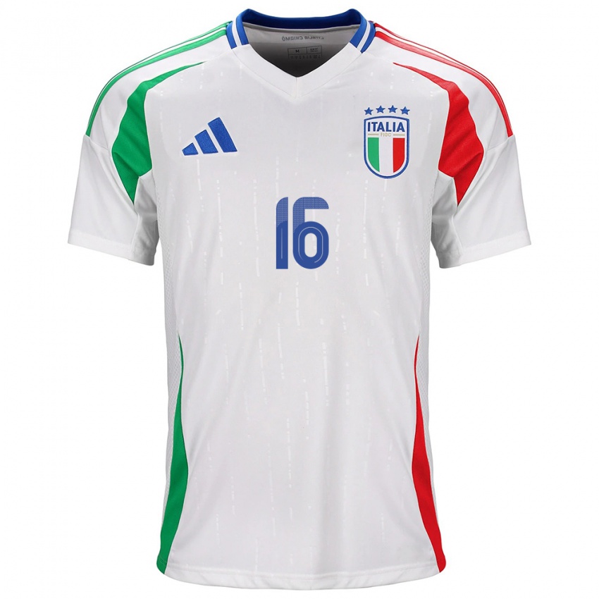 Mænd Italien Mattia Mannini #16 Hvid Udebane Spillertrøjer 24-26 Trøje T-Shirt