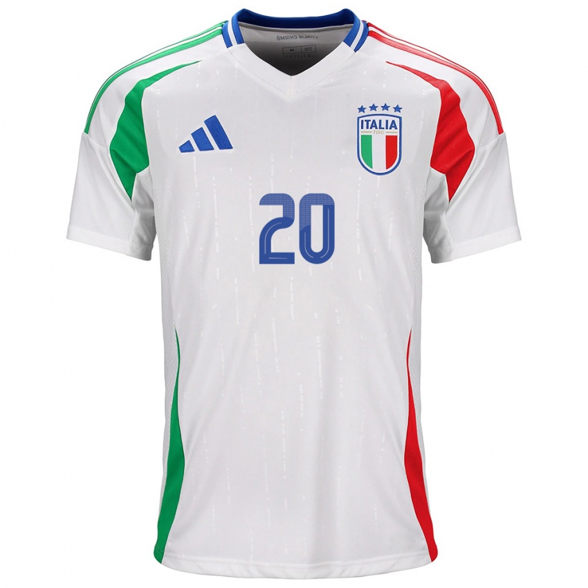 Mænd Italien Nicolò Zaniolo #20 Hvid Udebane Spillertrøjer 24-26 Trøje T-Shirt