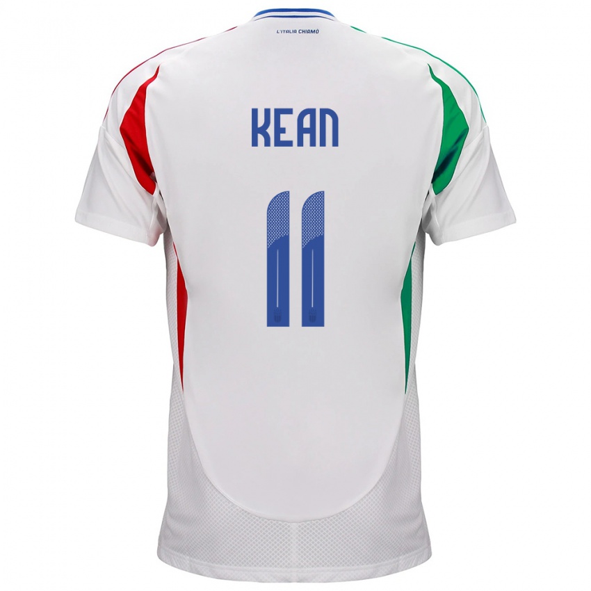 Mænd Italien Moise Kean #11 Hvid Udebane Spillertrøjer 24-26 Trøje T-Shirt