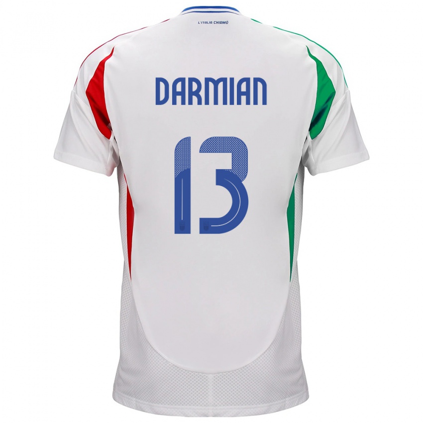 Mænd Italien Matteo Darmian #13 Hvid Udebane Spillertrøjer 24-26 Trøje T-Shirt