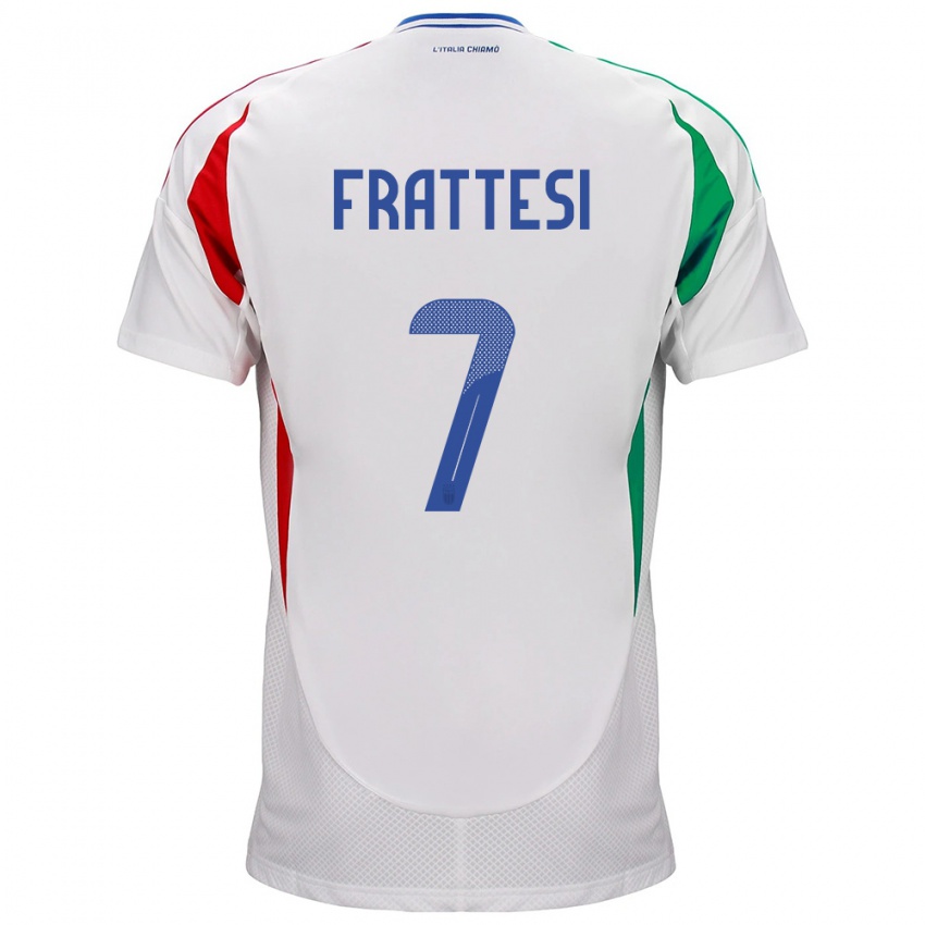 Mænd Italien Davide Frattesi #7 Hvid Udebane Spillertrøjer 24-26 Trøje T-Shirt