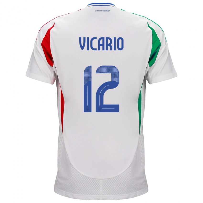 Mænd Italien Guglielmo Vicario #12 Hvid Udebane Spillertrøjer 24-26 Trøje T-Shirt