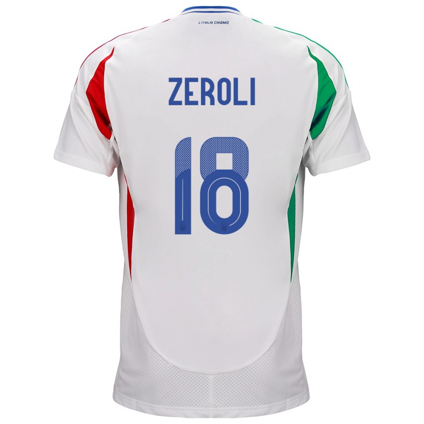 Mænd Italien Kevin Zeroli #18 Hvid Udebane Spillertrøjer 24-26 Trøje T-Shirt