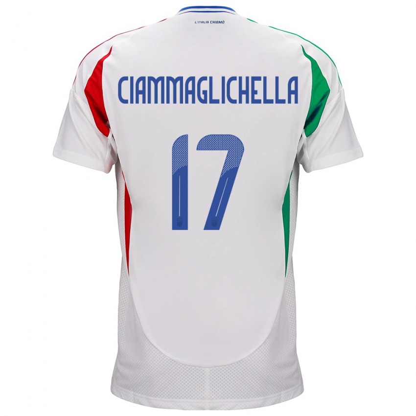Mænd Italien Aaron Ciammaglichella #17 Hvid Udebane Spillertrøjer 24-26 Trøje T-Shirt