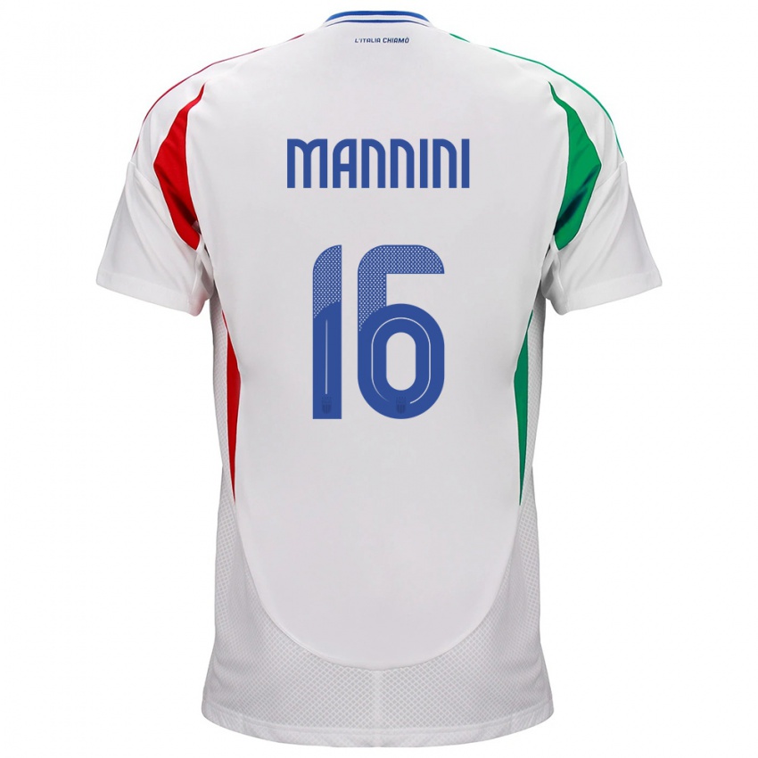 Mænd Italien Mattia Mannini #16 Hvid Udebane Spillertrøjer 24-26 Trøje T-Shirt