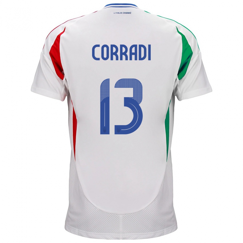 Mænd Italien Christian Corradi #13 Hvid Udebane Spillertrøjer 24-26 Trøje T-Shirt