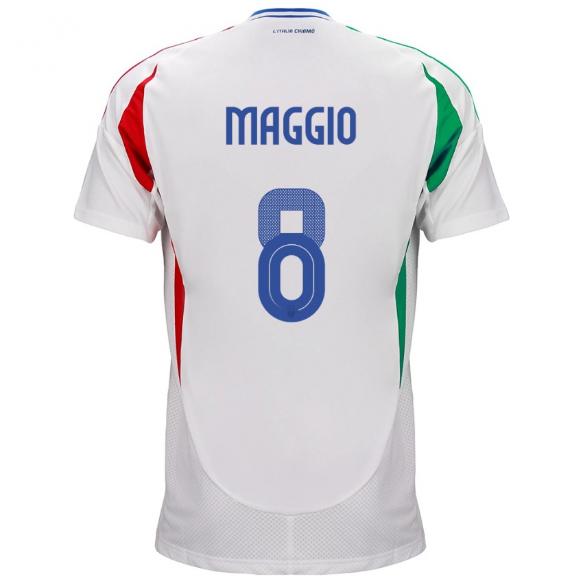 Mænd Italien Luca Di Maggio #8 Hvid Udebane Spillertrøjer 24-26 Trøje T-Shirt