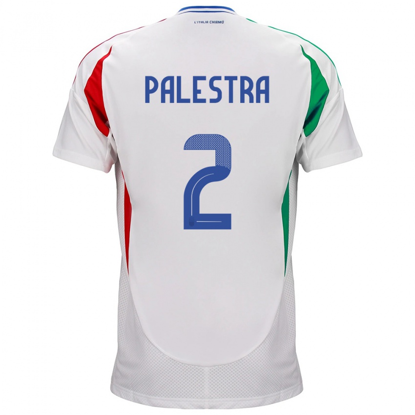 Mænd Italien Marco Palestra #2 Hvid Udebane Spillertrøjer 24-26 Trøje T-Shirt