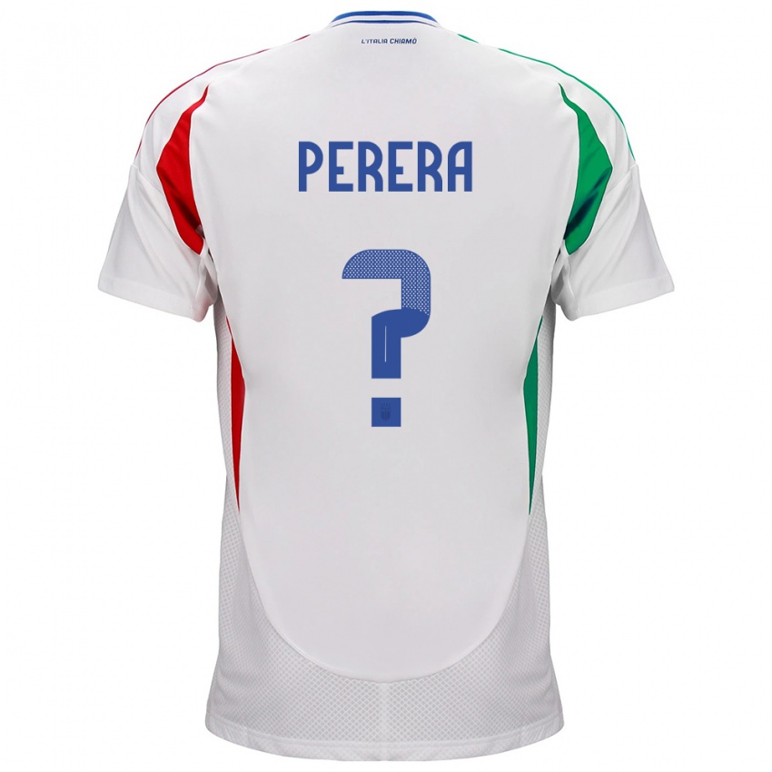 Mænd Italien Nirash Perera #0 Hvid Udebane Spillertrøjer 24-26 Trøje T-Shirt