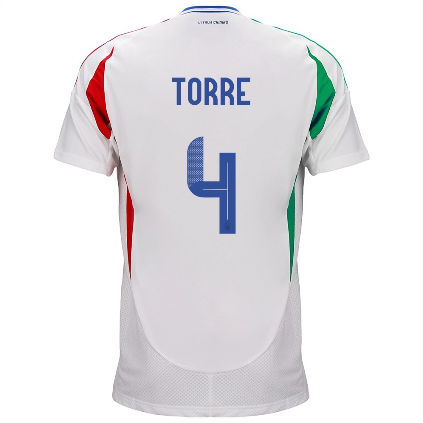 Mænd Italien Pietro La Torre #4 Hvid Udebane Spillertrøjer 24-26 Trøje T-Shirt