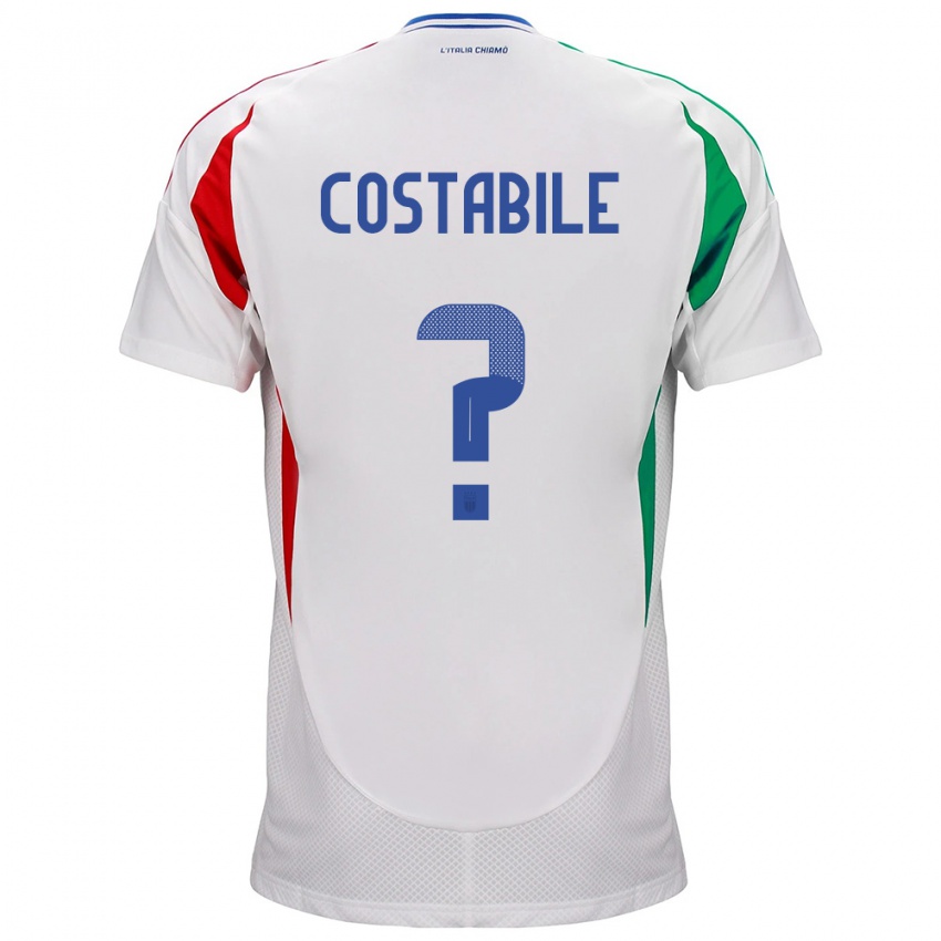 Mænd Italien Cristian Costabile #0 Hvid Udebane Spillertrøjer 24-26 Trøje T-Shirt