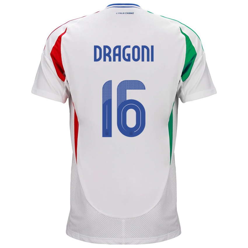 Mænd Italien Giulia Dragoni #16 Hvid Udebane Spillertrøjer 24-26 Trøje T-Shirt