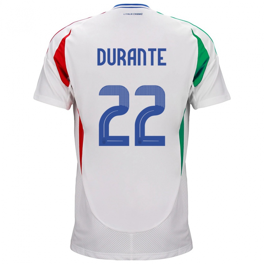 Mænd Italien Francesca Durante #22 Hvid Udebane Spillertrøjer 24-26 Trøje T-Shirt