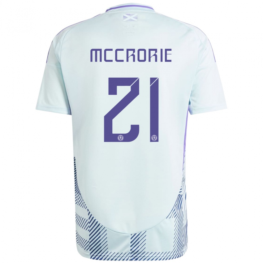 Mænd Skotland Robby Mccrorie #21 Lys Mynteblå Udebane Spillertrøjer 24-26 Trøje T-Shirt