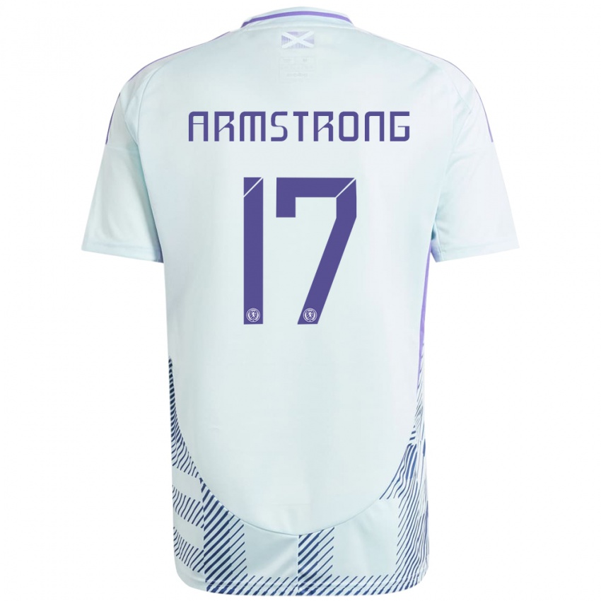 Mænd Skotland Stuart Armstrong #17 Lys Mynteblå Udebane Spillertrøjer 24-26 Trøje T-Shirt