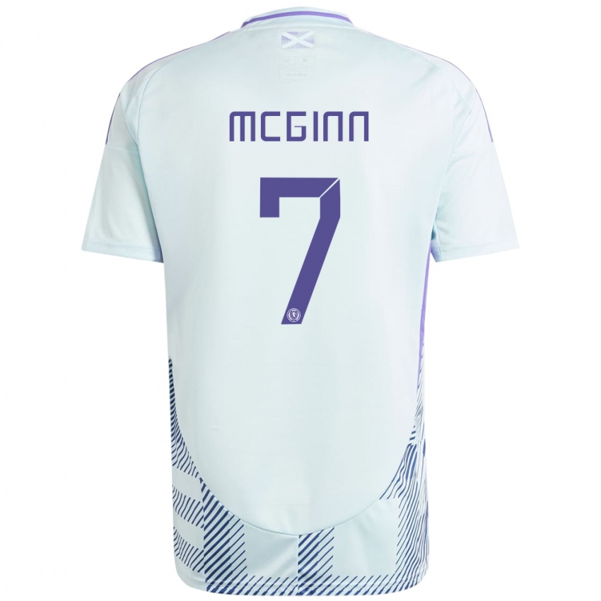 Mænd Skotland John Mcginn #7 Lys Mynteblå Udebane Spillertrøjer 24-26 Trøje T-Shirt