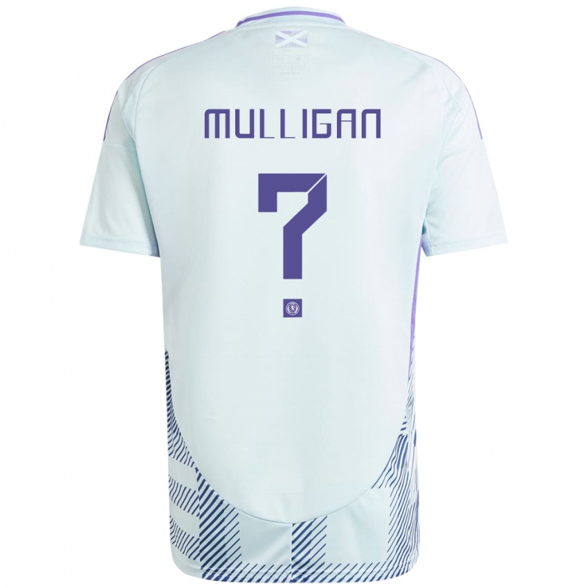 Mænd Skotland Josh Mulligan #0 Lys Mynteblå Udebane Spillertrøjer 24-26 Trøje T-Shirt