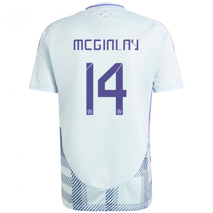 Mænd Skotland Aiden Mcginlay #14 Lys Mynteblå Udebane Spillertrøjer 24-26 Trøje T-Shirt