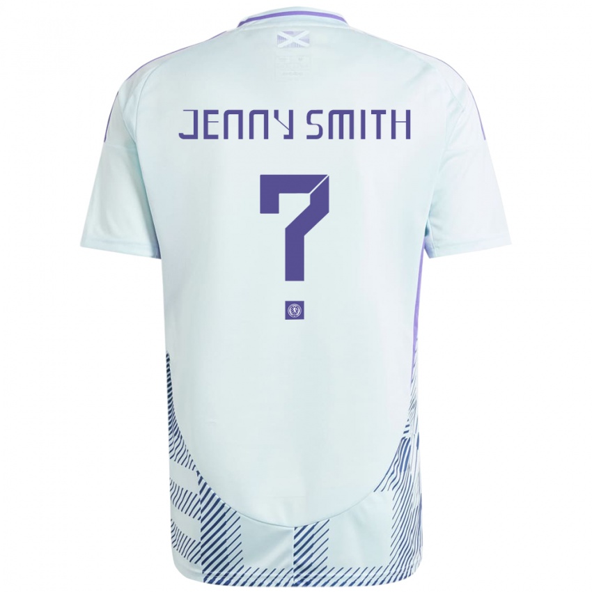 Mænd Skotland Jenny Smith #0 Lys Mynteblå Udebane Spillertrøjer 24-26 Trøje T-Shirt