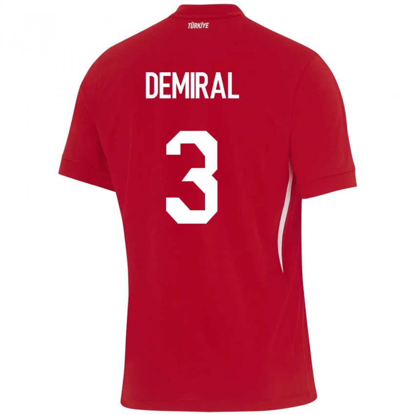 Mænd Tyrkiet Merih Demiral #3 Rød Udebane Spillertrøjer 24-26 Trøje T-Shirt