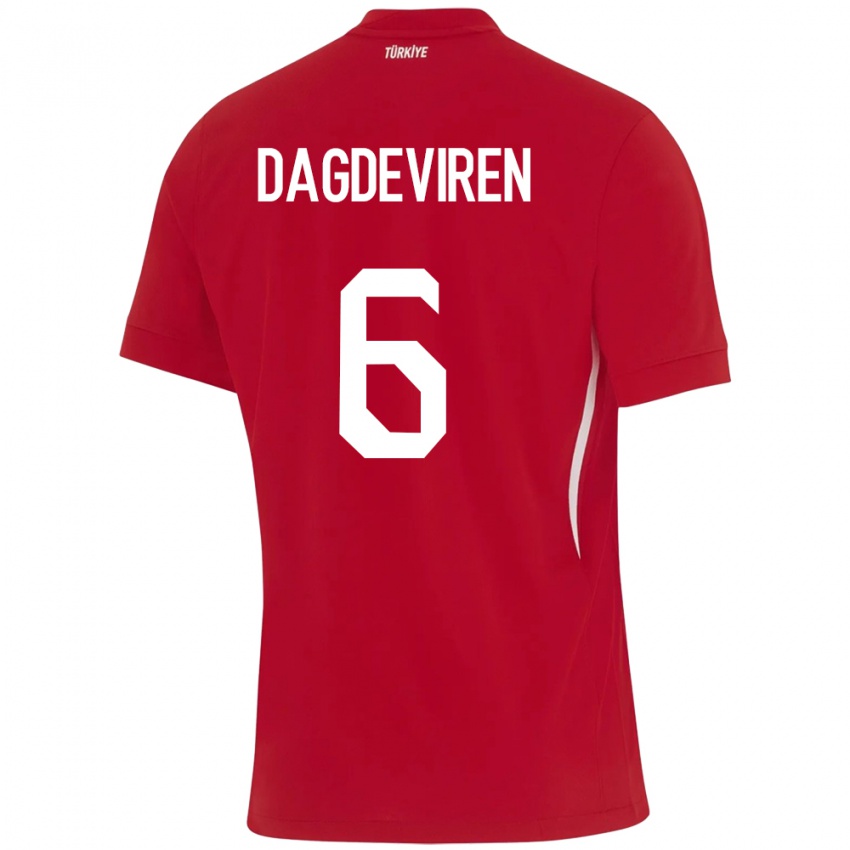 Mænd Tyrkiet Diren Dağdeviren #6 Rød Udebane Spillertrøjer 24-26 Trøje T-Shirt