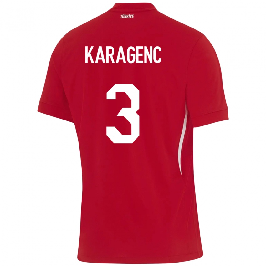 Mænd Tyrkiet Didem Karagenç #3 Rød Udebane Spillertrøjer 24-26 Trøje T-Shirt