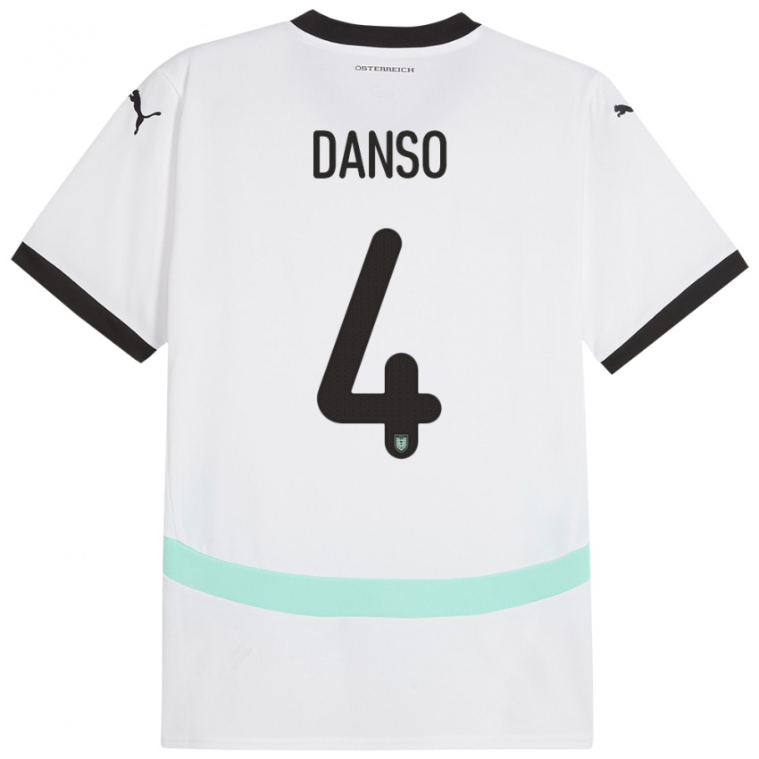 Mænd Østrig Kevin Danso #4 Hvid Udebane Spillertrøjer 24-26 Trøje T-Shirt