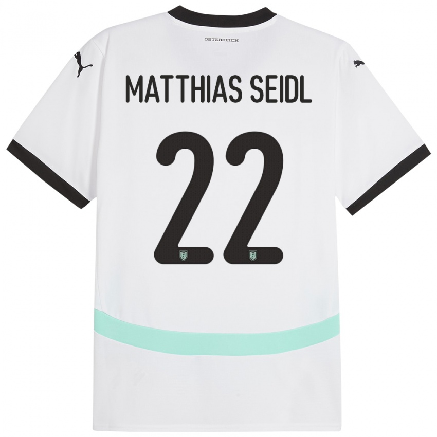 Mænd Østrig Matthias Seidl #22 Hvid Udebane Spillertrøjer 24-26 Trøje T-Shirt