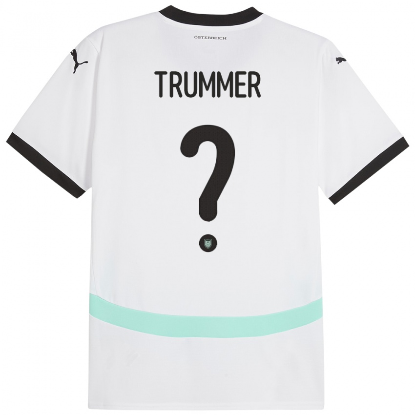 Mænd Østrig Tim Trummer #0 Hvid Udebane Spillertrøjer 24-26 Trøje T-Shirt