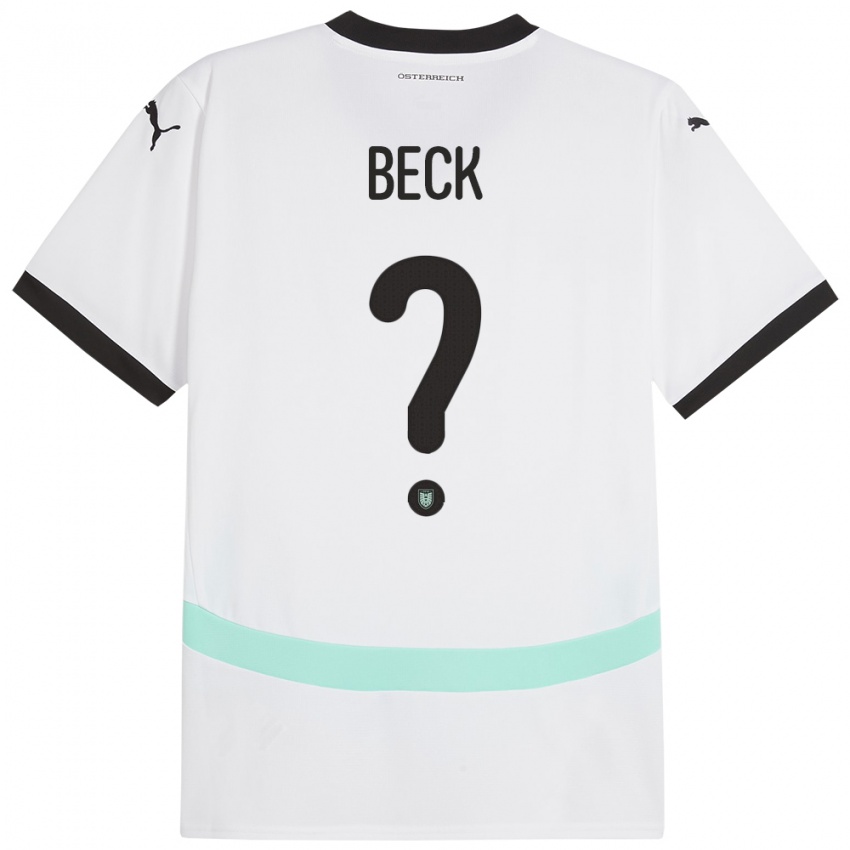 Mænd Østrig Dominik Beck #0 Hvid Udebane Spillertrøjer 24-26 Trøje T-Shirt