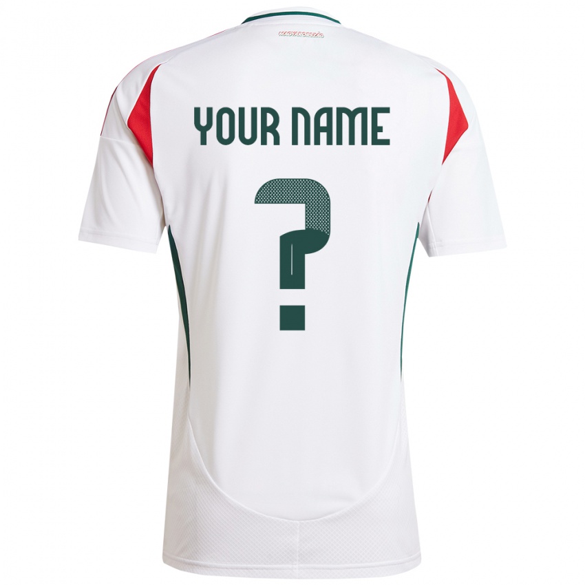 Mænd Ungarn Dit Navn #0 Hvid Udebane Spillertrøjer 24-26 Trøje T-Shirt