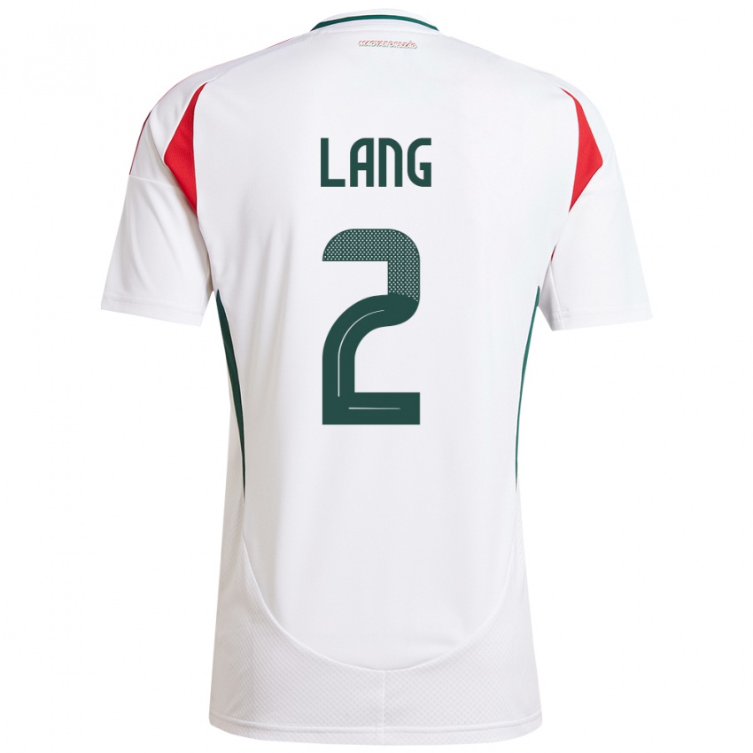 Mænd Ungarn Ádám Lang #2 Hvid Udebane Spillertrøjer 24-26 Trøje T-Shirt