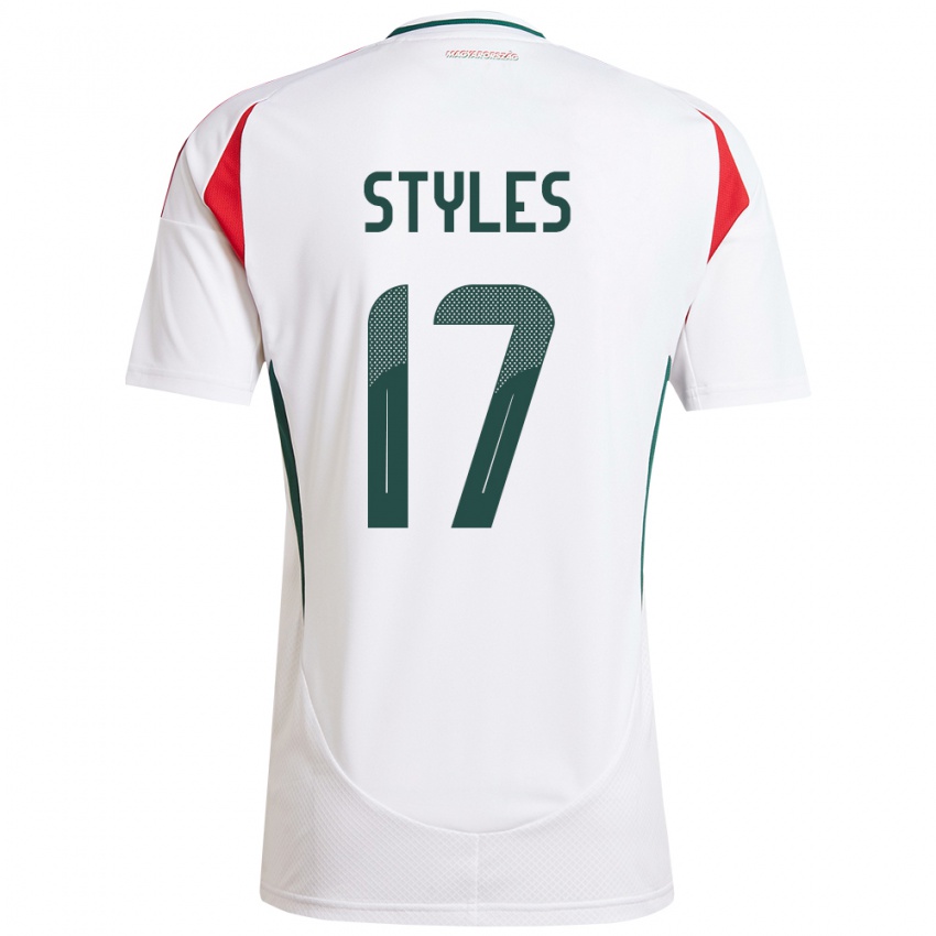 Mænd Ungarn Callum Styles #17 Hvid Udebane Spillertrøjer 24-26 Trøje T-Shirt