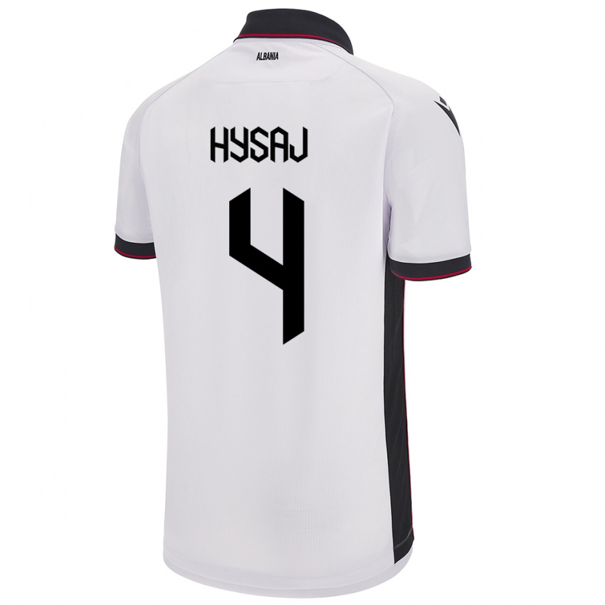 Mænd Albanien Elseid Hysaj #4 Hvid Udebane Spillertrøjer 24-26 Trøje T-Shirt