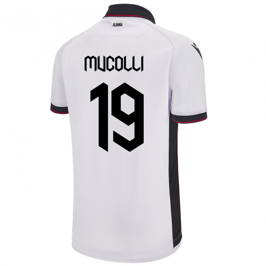 Mænd Albanien Arbnor Mucolli #19 Hvid Udebane Spillertrøjer 24-26 Trøje T-Shirt
