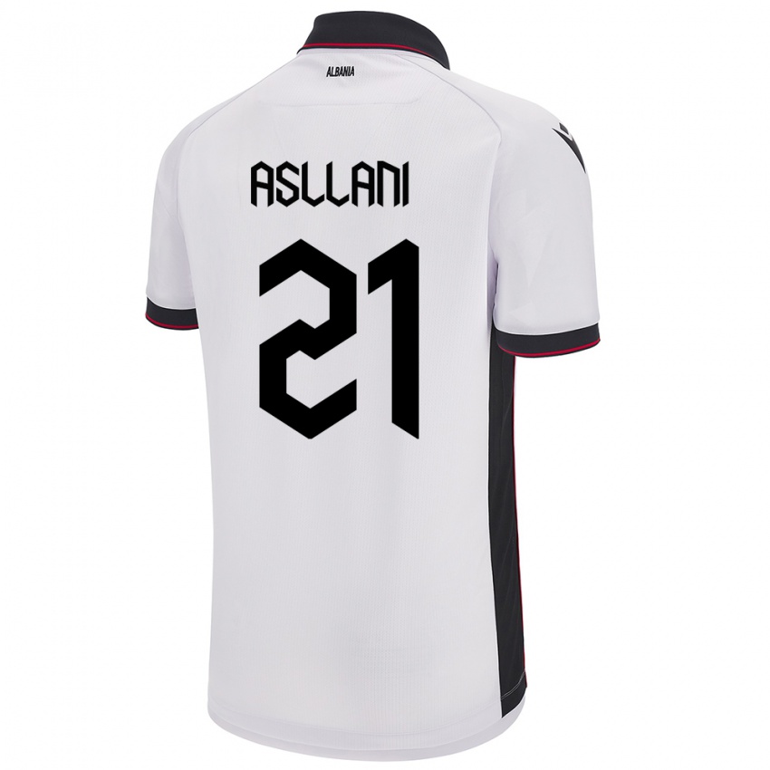 Mænd Albanien Kristjan Asllani #21 Hvid Udebane Spillertrøjer 24-26 Trøje T-Shirt