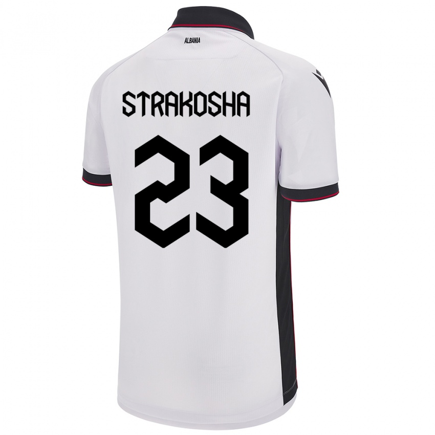 Mænd Albanien Thomas Strakosha #23 Hvid Udebane Spillertrøjer 24-26 Trøje T-Shirt