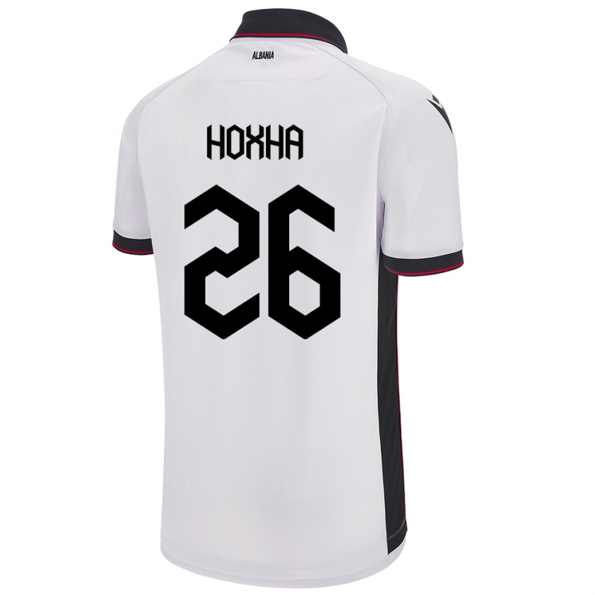 Mænd Albanien Arbër Hoxha #26 Hvid Udebane Spillertrøjer 24-26 Trøje T-Shirt