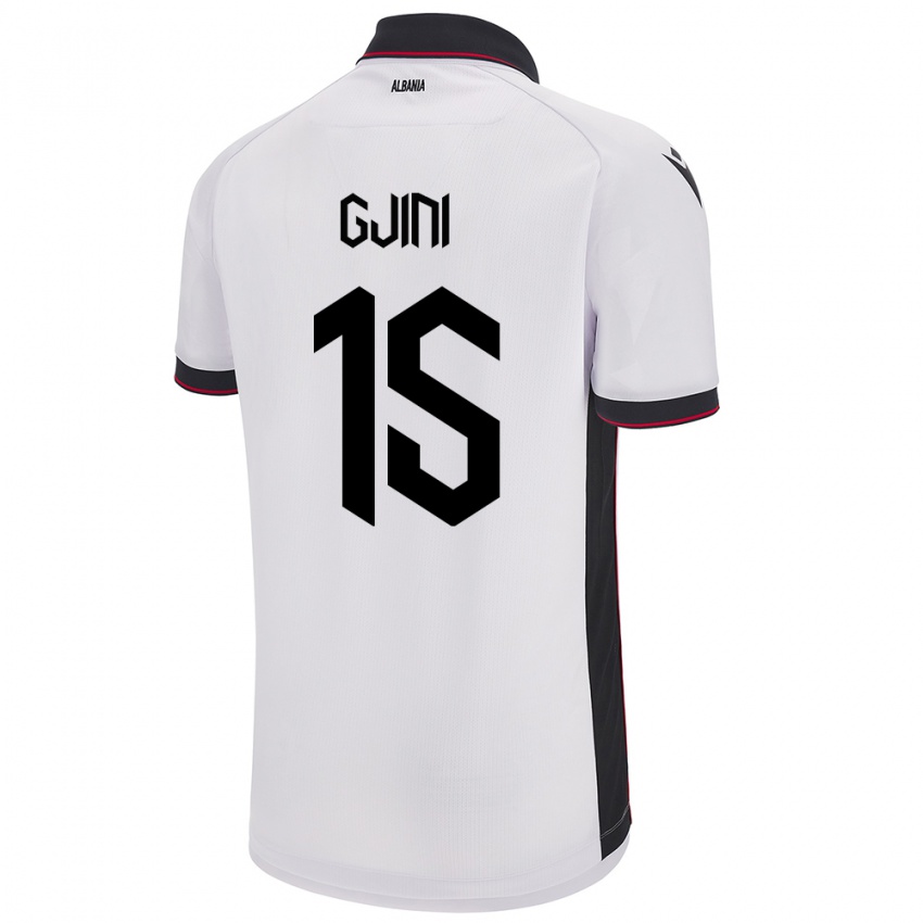 Mænd Albanien Elmando Gjini #15 Hvid Udebane Spillertrøjer 24-26 Trøje T-Shirt