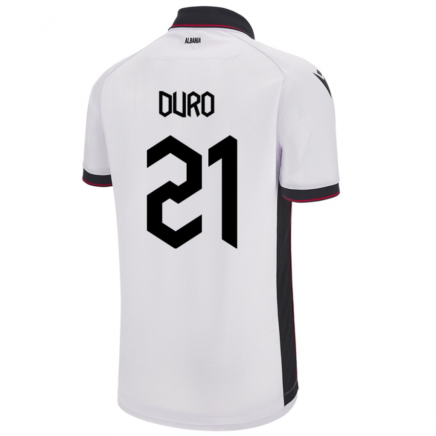 Mænd Albanien Dejvi Duro #21 Hvid Udebane Spillertrøjer 24-26 Trøje T-Shirt