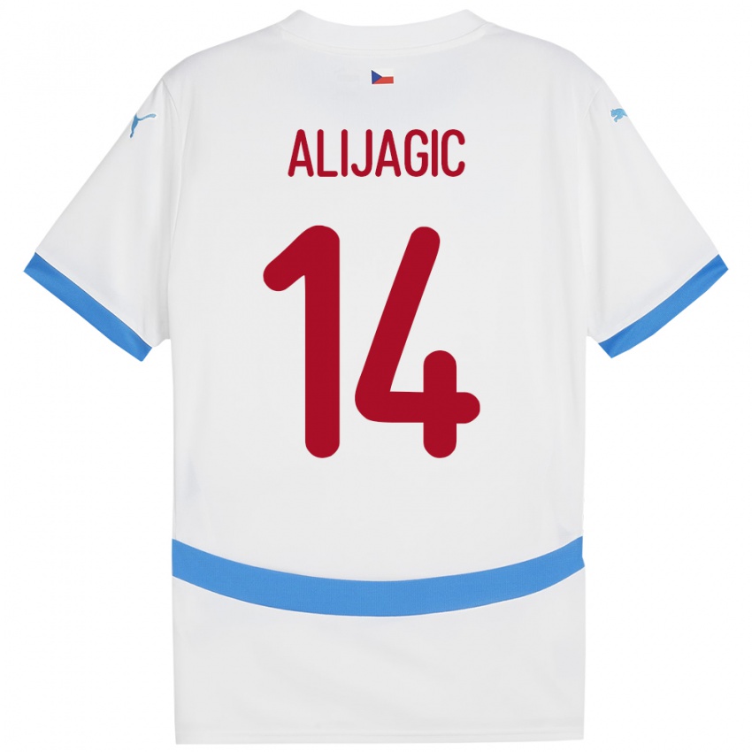 Mænd Tjekkiet Denis Alijagic #14 Hvid Udebane Spillertrøjer 24-26 Trøje T-Shirt