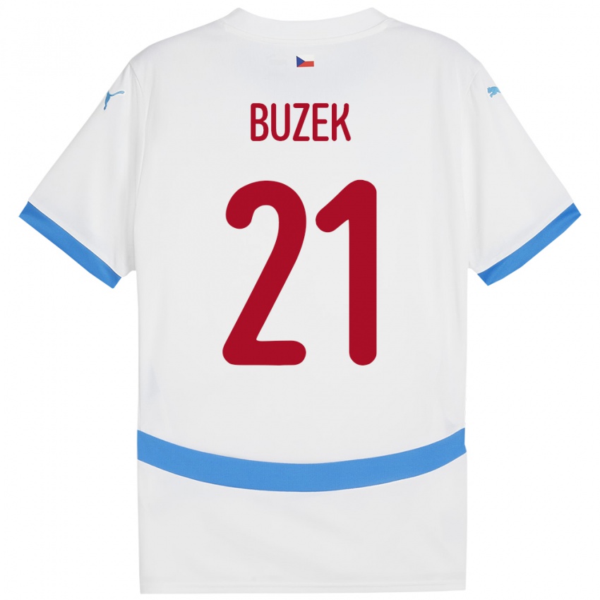 Mænd Tjekkiet Alexandr Buzek #21 Hvid Udebane Spillertrøjer 24-26 Trøje T-Shirt